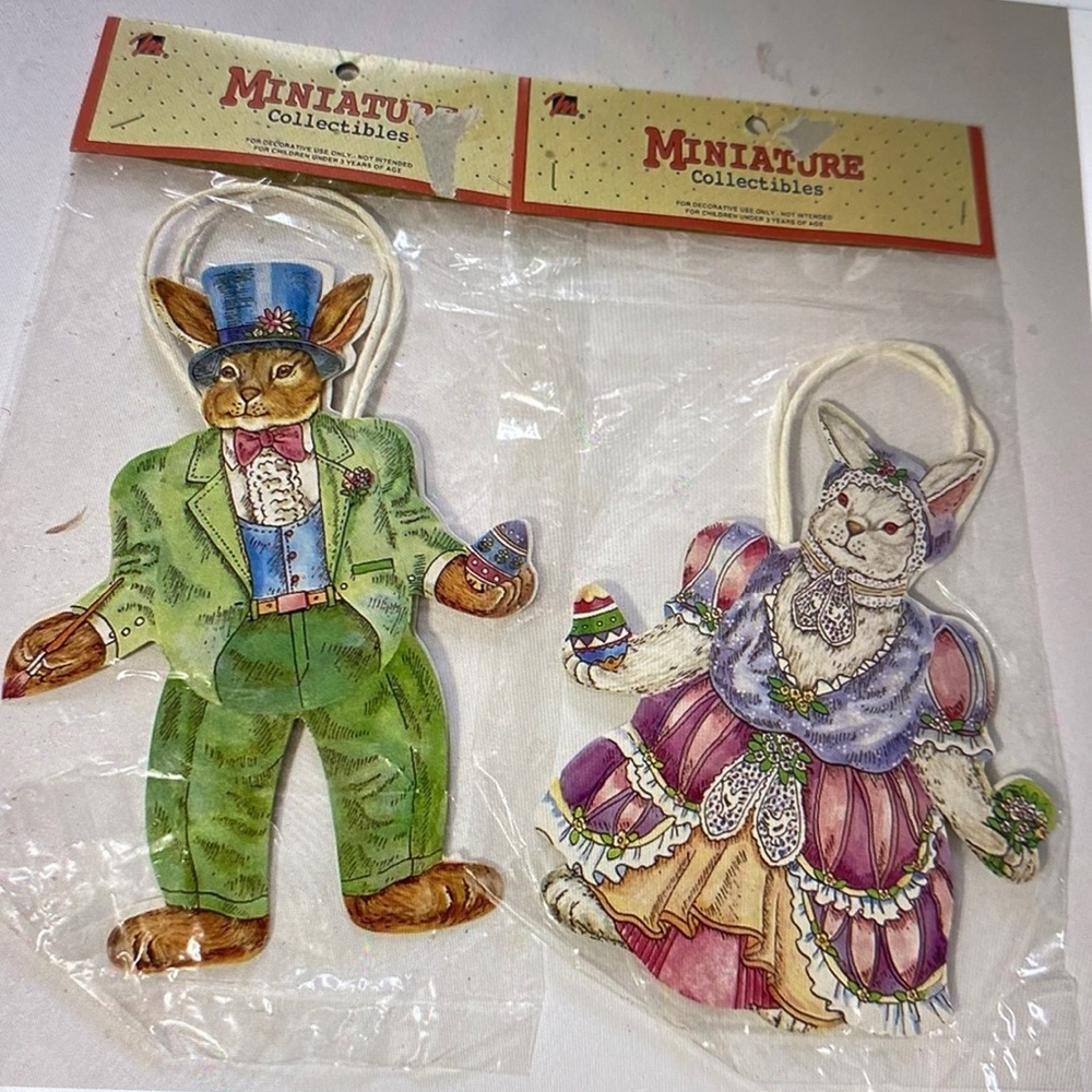 New vintage, Easter, bunny bags  decor, miniatures